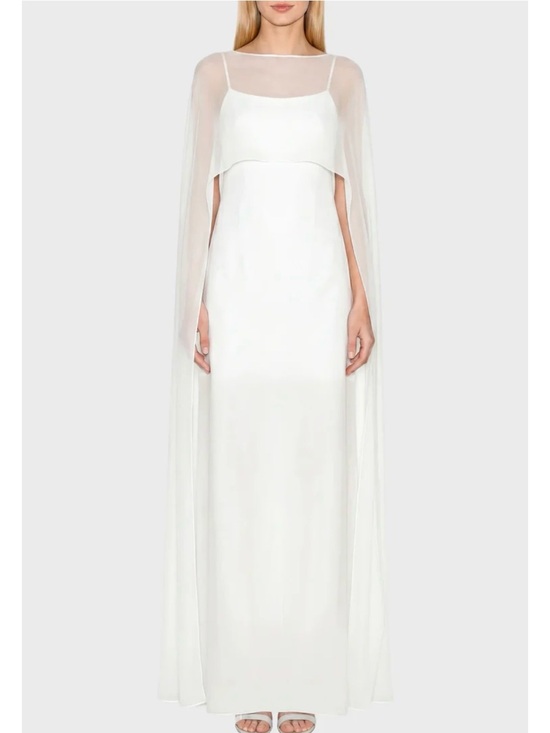 Amanda Uprichard Dresses & Skirts - Amanda Uprichard - Anastasia Dress - White Sheer Cape Slip Dress